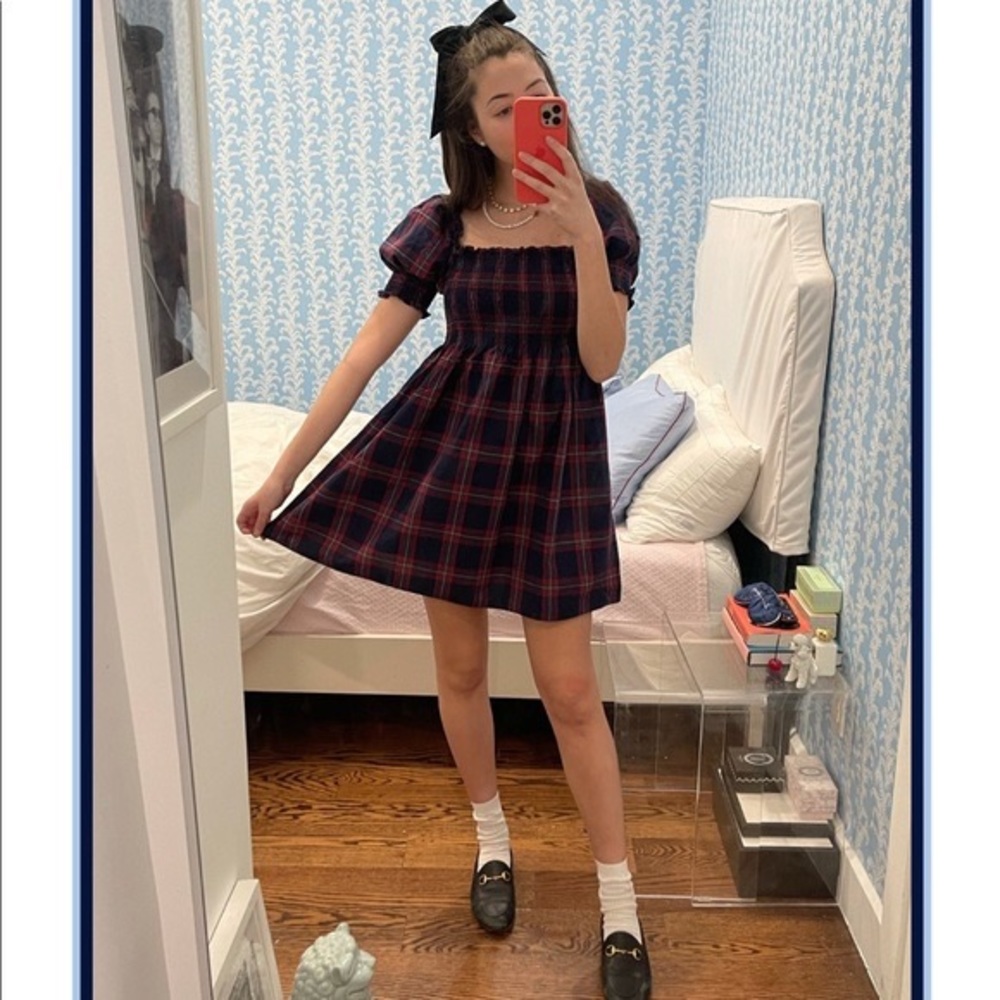 🌲HILL HOUSE HOME ATHENA NAP DRESS🌲 navy/green/red plaid size large